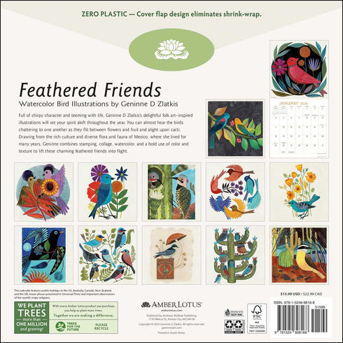 FEATHERED FRIENDS 2026 WALL CALENDAR